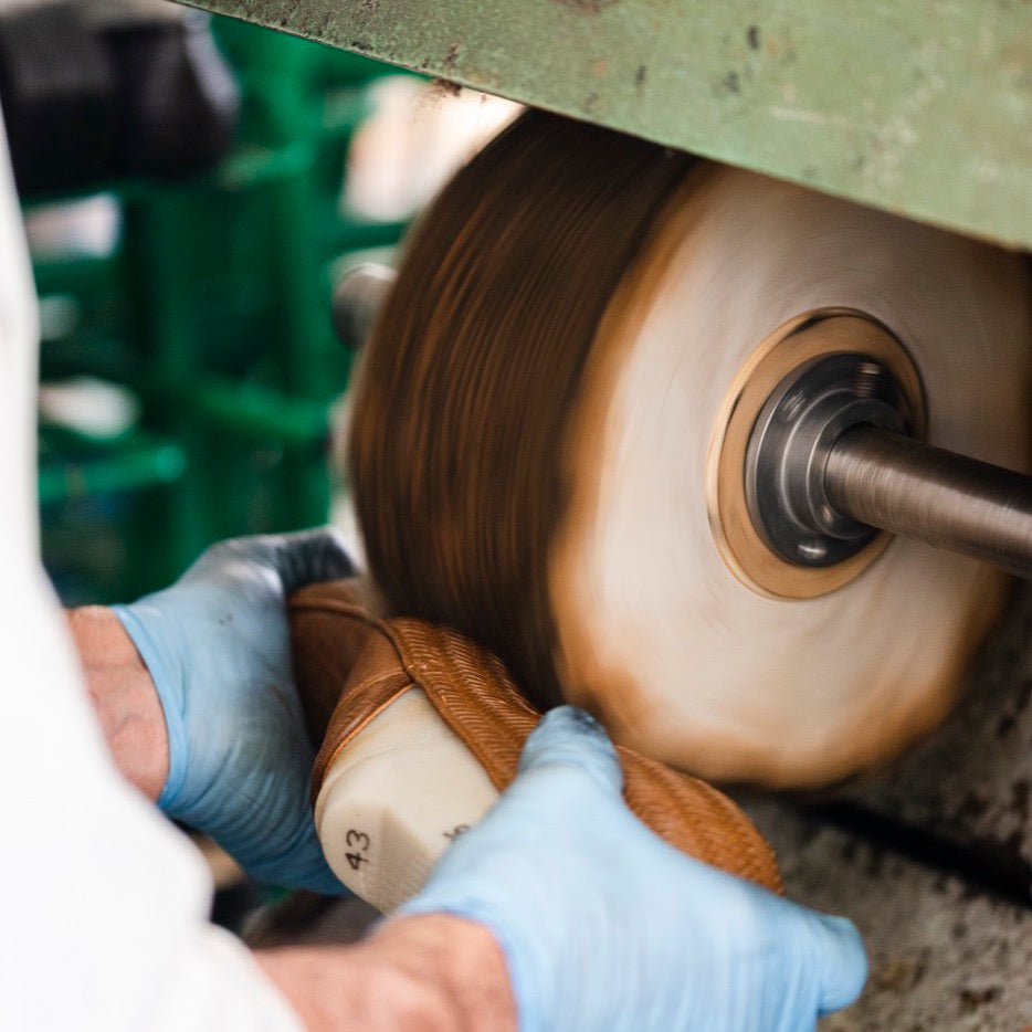 Finishing wheel inside the Montegranaro workshop